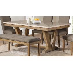 Jemez Dining Table - Faux Marble Top - Weathered Wood
